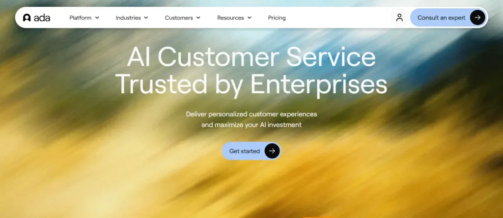 Ada: Best for Enterprises with huge volumes needing scalable AI agents across channels